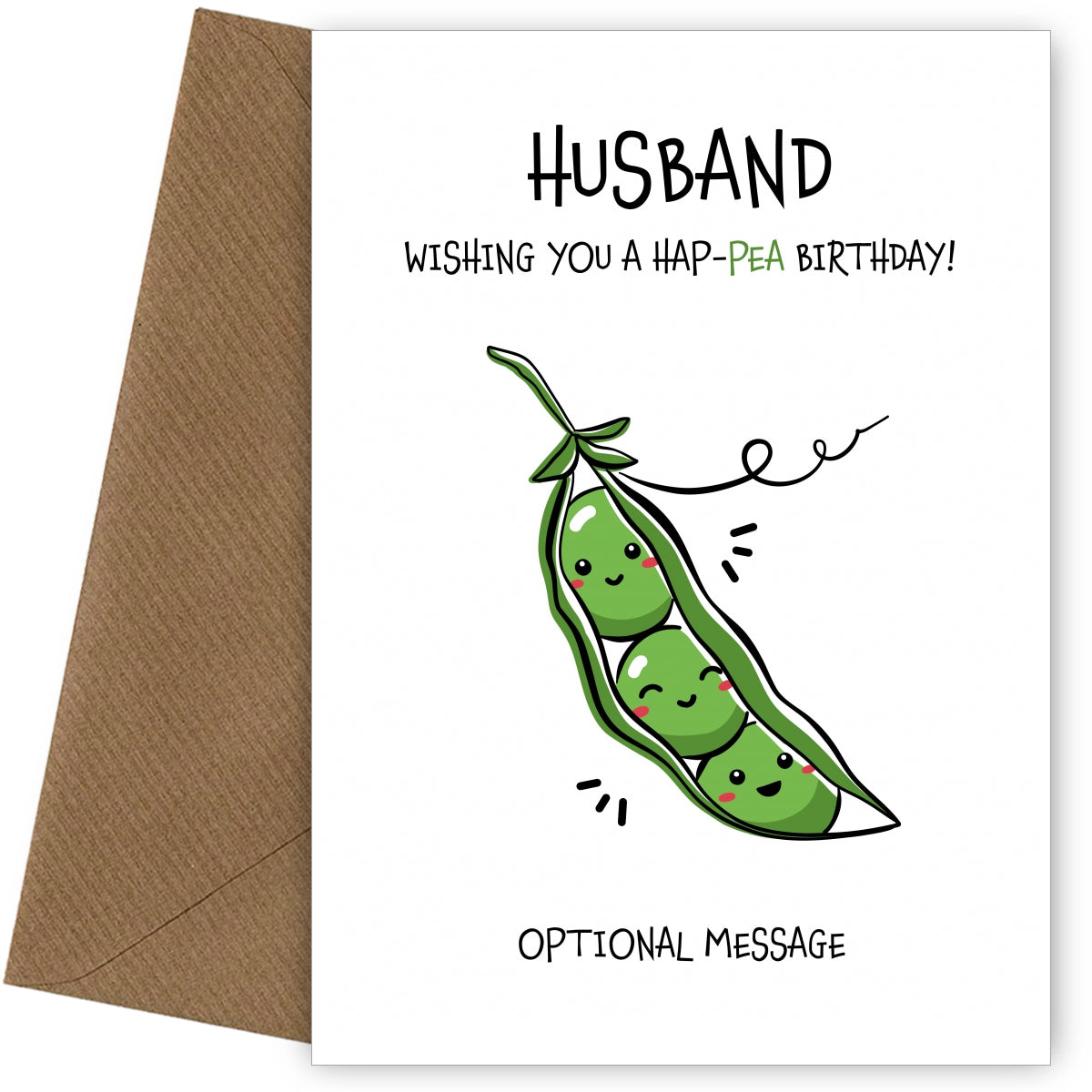 Happy Birthday Card for Husband - Hap-pea