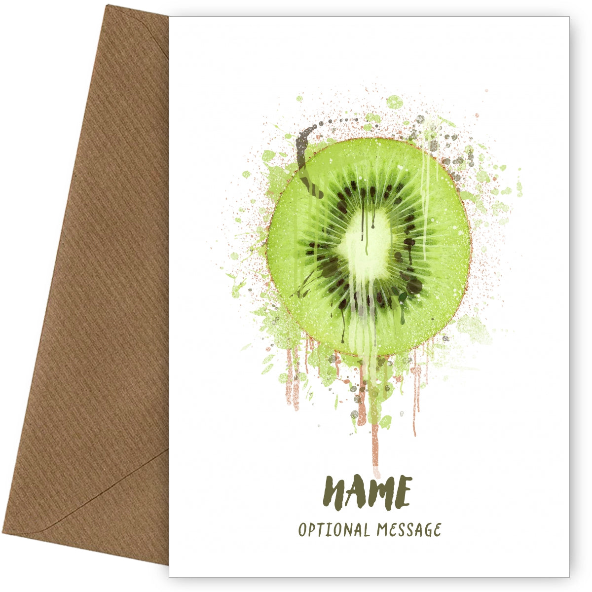 Kiwi Birthday Card - Watercolour Fruit Greetings Card