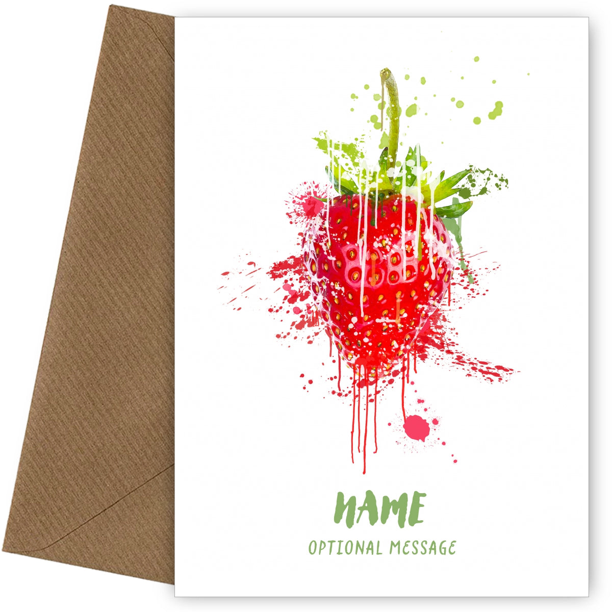 Watercolour Strawberry Fruit Greetings Card
