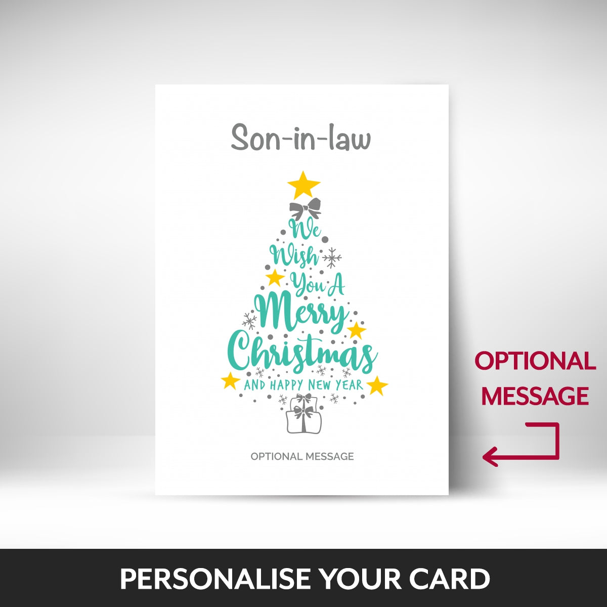 What can be personalised on this Son-in-law christmas cards