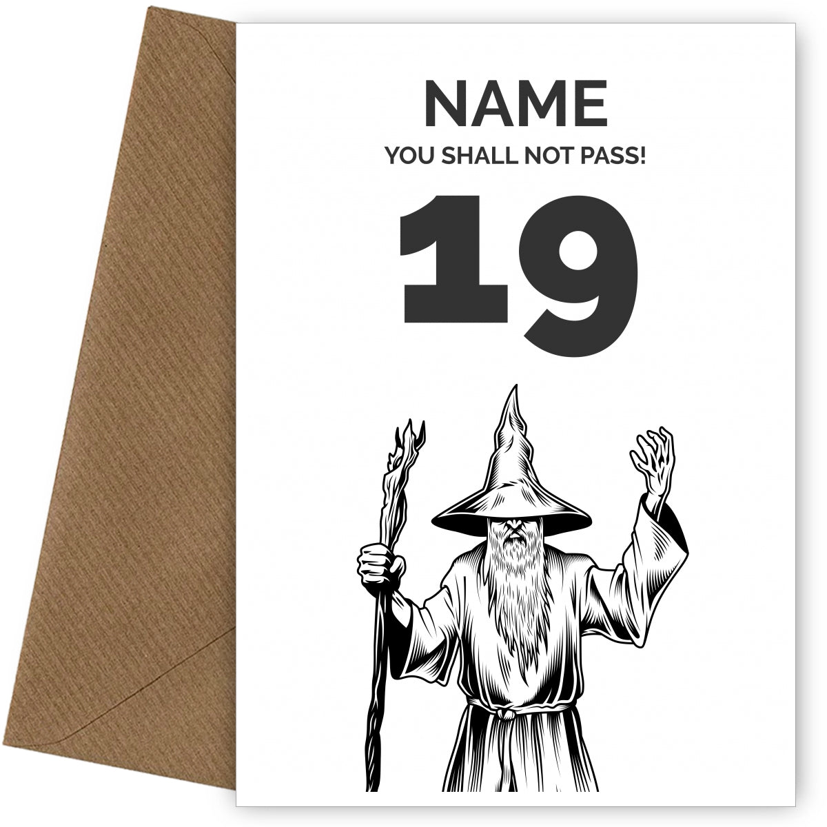 Funny 19th Birthday Card - LOTR You Shall Not Pass 19