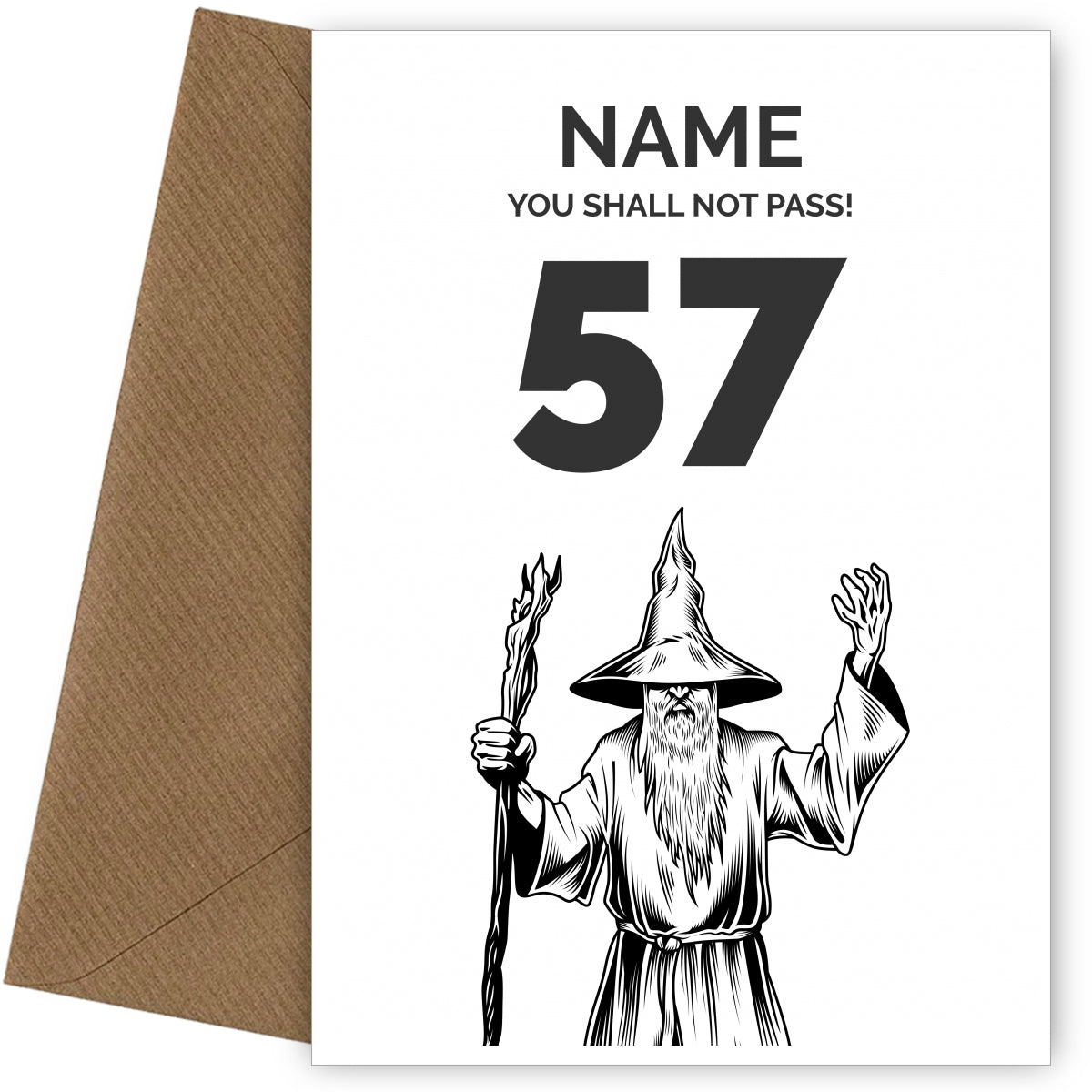 Funny 57th Birthday Card - LOTR You Shall Not Pass 57