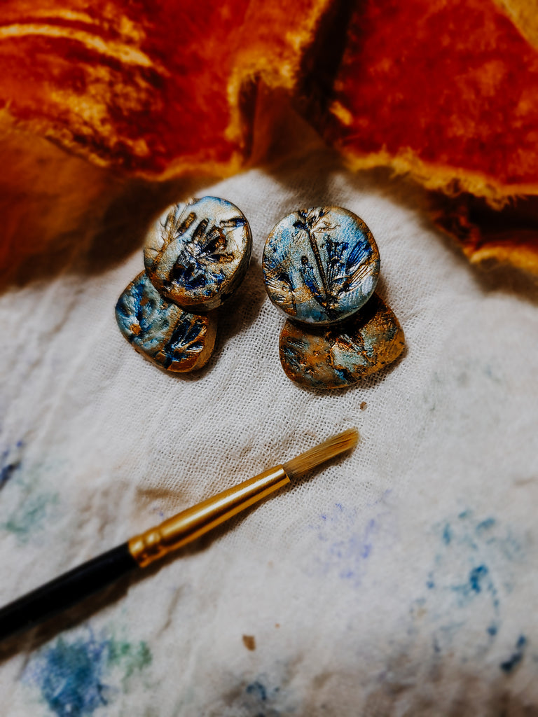 Handpainted, Non-toxic Lavender imprinted earrings