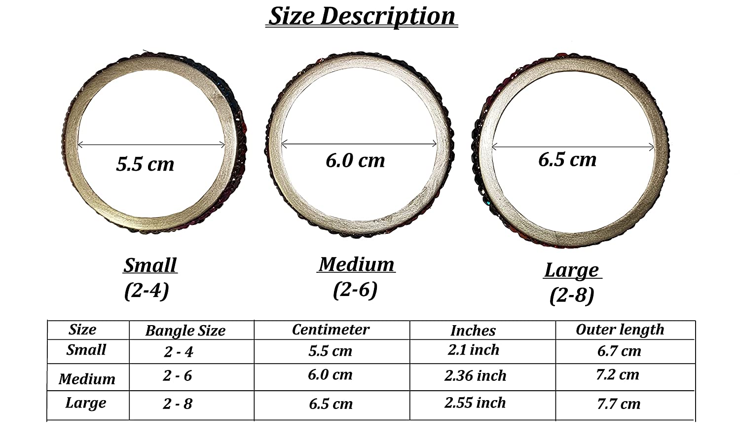 Nithilah Bangle Size guide