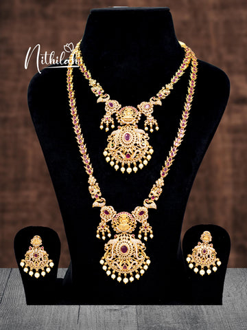 Nithilah Matte Red Stone Lakshmi Jewel Set