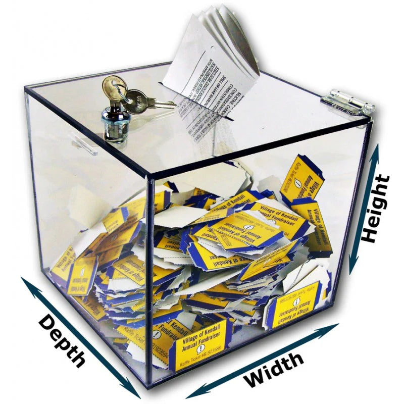 Custom Made Clear Acrylic Ballot Box - Large 1/4" Thick