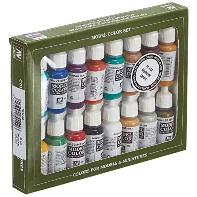 Vallejo Face/Skin Colors Paint Set 16-Colors 17ml