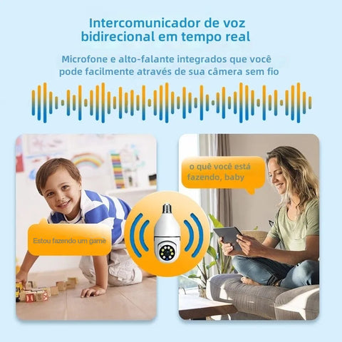 Câmera com microfone e alto falante bidirecional