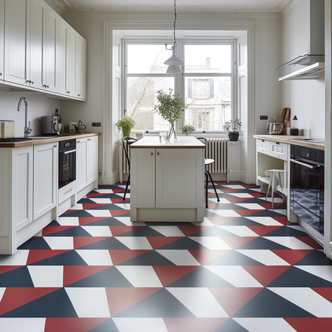 Artistic design for vinyl flooring in kitchen