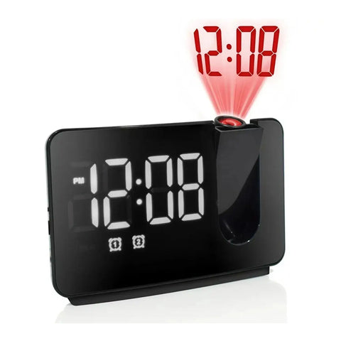 Muvit Digital LED Projection Alarm Clock With FM RadioDual Alarm Clock: This 𝗱𝗶𝗴𝗶𝘁𝗮𝗹 𝗱𝘂𝗮𝗹 𝗮𝗹𝗮𝗿𝗺𝘀 𝗰𝗹𝗼𝗰𝗸 𝗳𝗼𝗿 𝗯𝗲𝗱𝗿𝗼𝗼𝗺 can set 2 different alarms, convenient for family members with a differeClockMuvitMuvitMuvit Projection Digital Alarm Clock