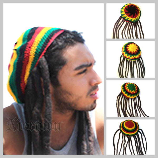 Rasta Dreadlocks Dread Wig Hat Tam Rastafari Costume Jamaica Reggae Ma ...