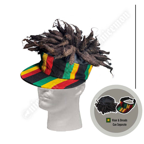 Rasta Visor Dreadlocks Dread Wig Hat Rastafari Costume Jamaica Reggae ...