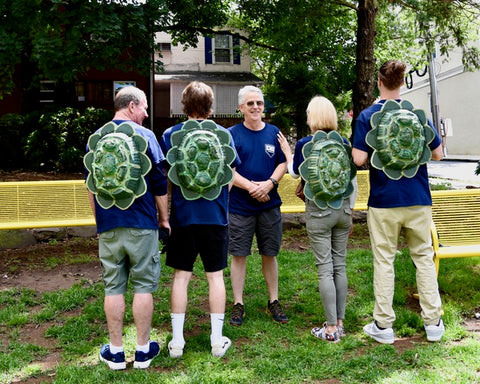 The LeSage's and their homemade turtle shells!