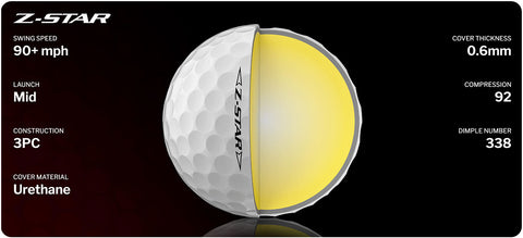 The Srixon Z-Star Golf Balls provide maximum greenside spin for unmatched control and stopping power.