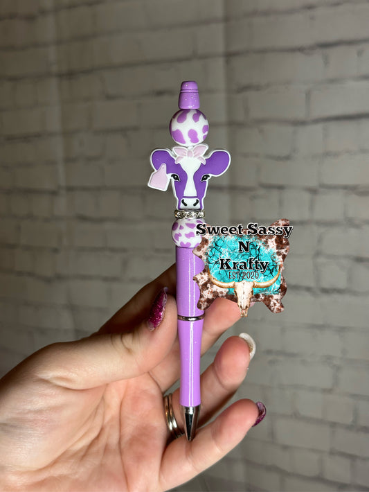 Beaded LV Purple metal pen