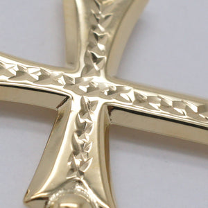 クロス 十字架 彫りデザイン 男女兼用 K18YG ペンダントトップ  alap-8