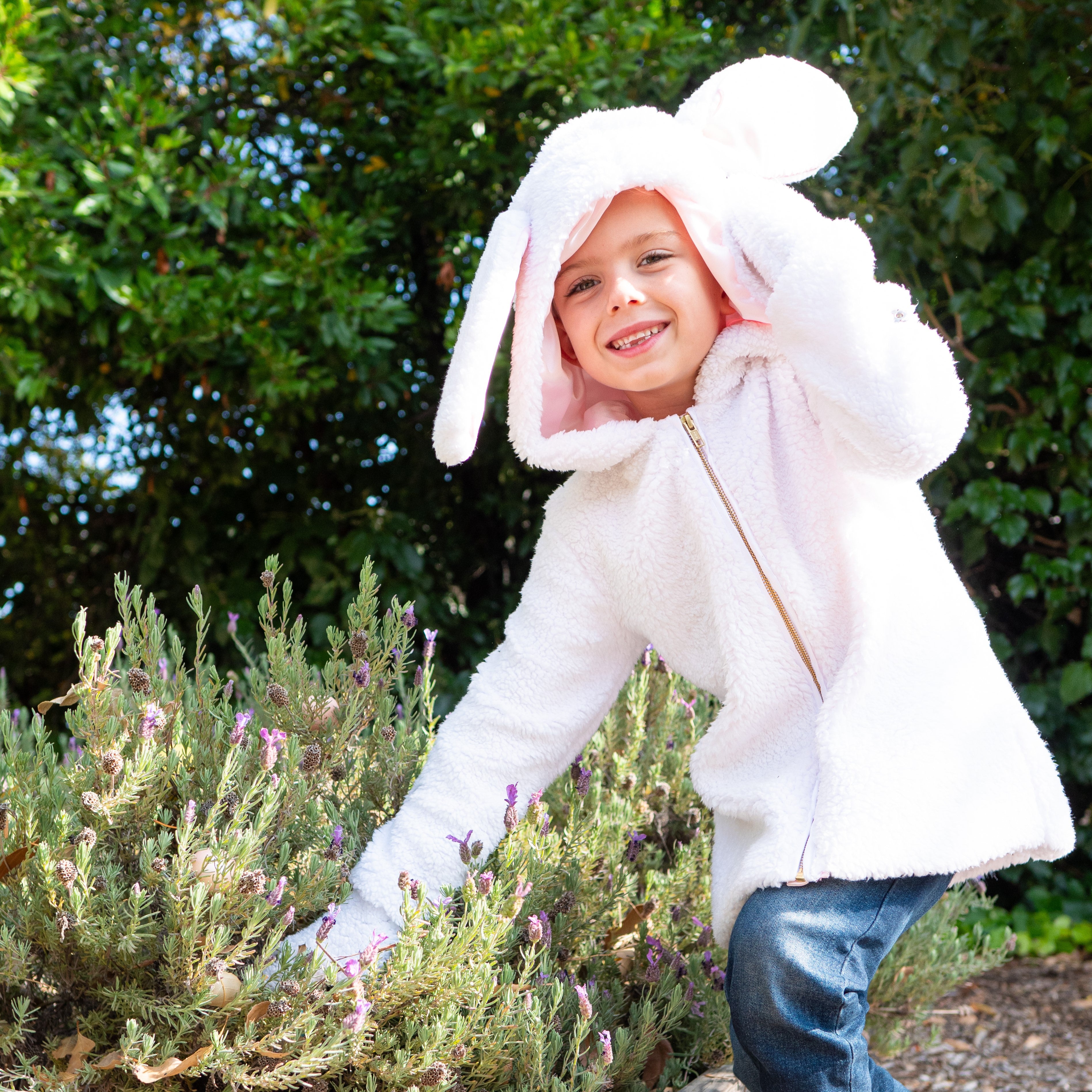 A Leading Role Premium Child Fuzzy Bunny Zip-Up Jacket - Size 7/8