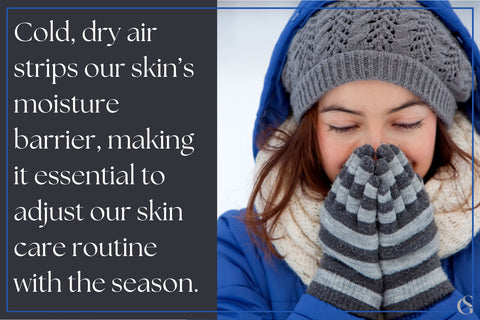 Cold, dry air strips our skin’s moisture barrier, making it essential to adjust our skin care routine with the season.