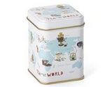 Image of white and blue tea around the world tea tin