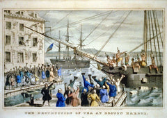 Colored image of the Boston Tea Party