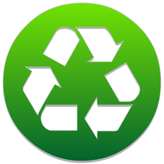 Green and white recycle symbol