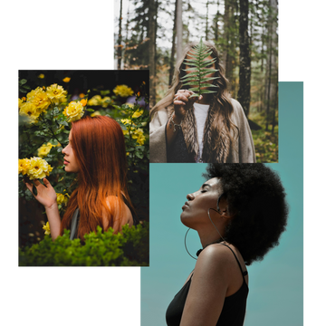 collage of women in nature looking peaceful and happy