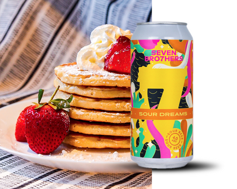 A can of Sour Dreams with pancakes.