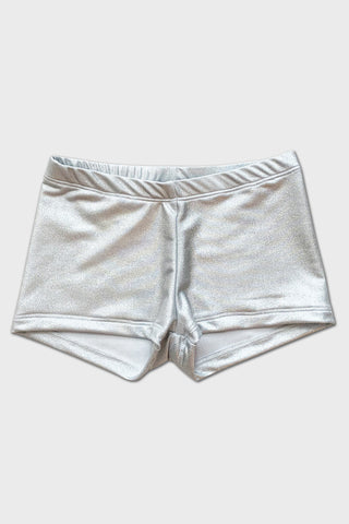 white metallic shorts