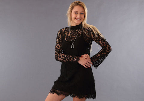 This black lace dress is a great holiday option. Find it at Boss Boutique in Huron. 