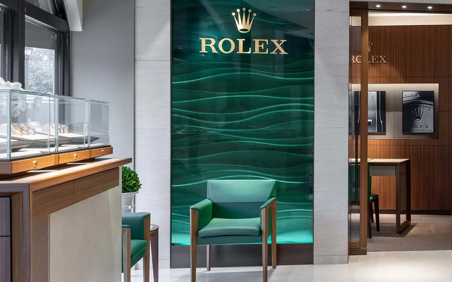 Rolex logo on wooden wall