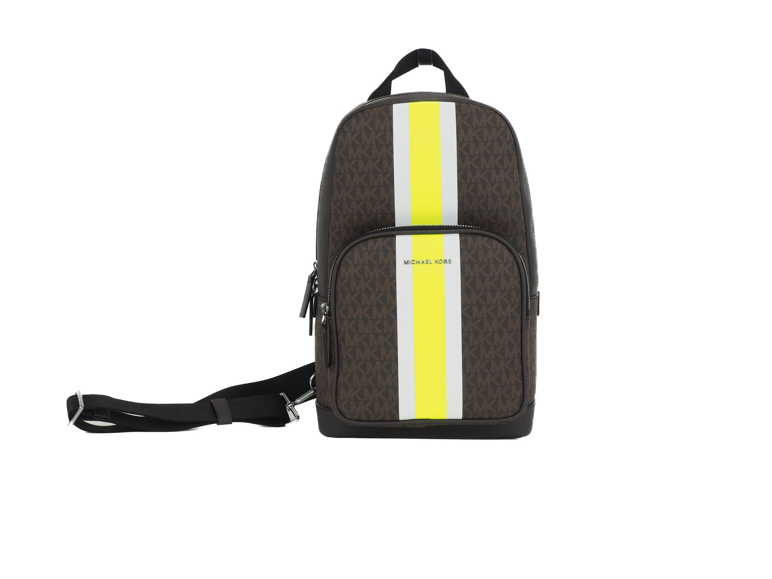 Michael Kors Adult's Men's Unisex Cooper Signature Pvc Graphic Logo Backpack  (black White Multi) In Brown