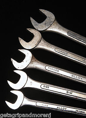 8-Piece S-K Tools Combination Wrench Set with Sizes 9-1/6 to 1" and C-18 to C-32, in Great Condition!