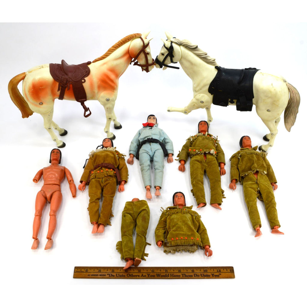 Vintage 1970's LONE RANGER Lot of 6 ACTION FIGURES + 2 HORSES Tonto CL ...