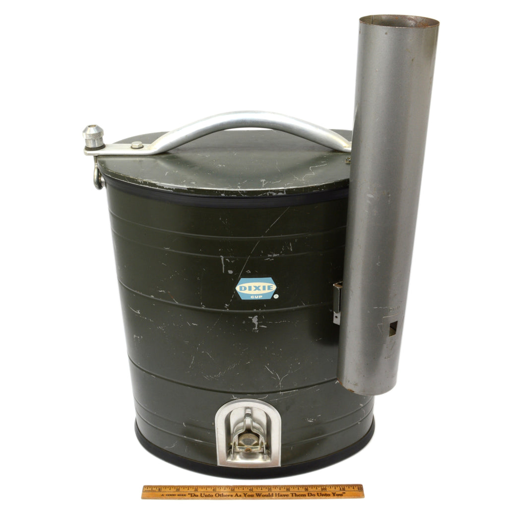 Vintage DIXIE WATER COOLER TANK w/ Rare CUP DISPENSER! Military Cantee
