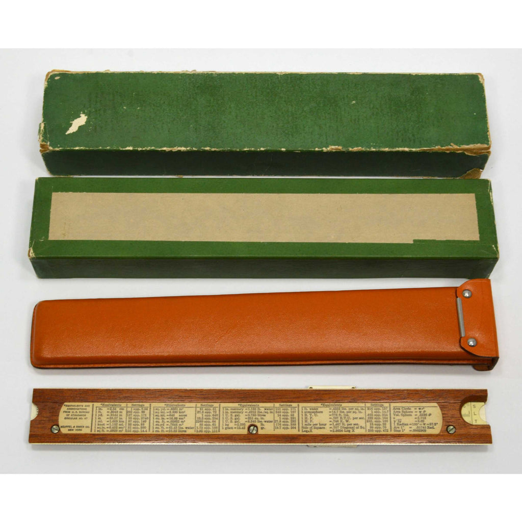 Vintage KEUFFEL & ESSER SLIDE RULE #N4053-3 c1937 in LEATHER CASE + Pa ...