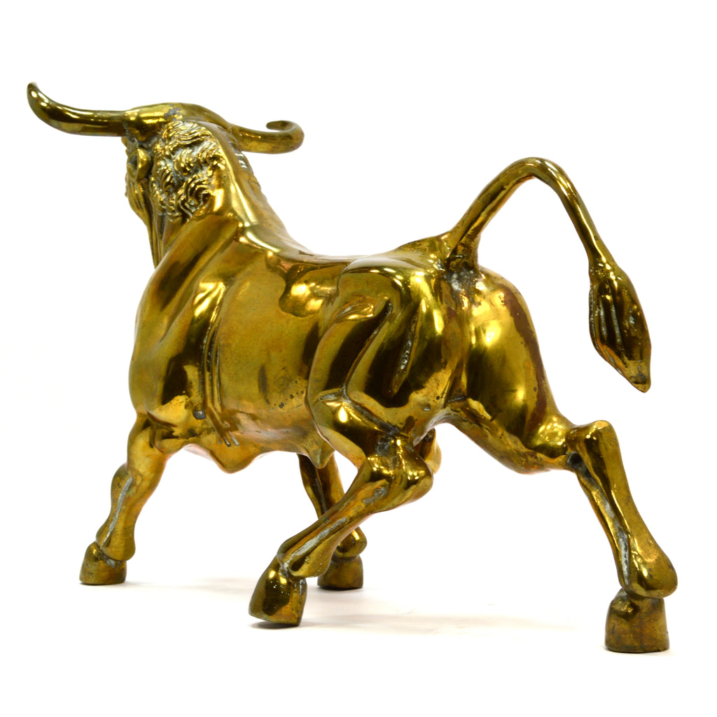 Vintage HEAVY BRASS BULL STATUE Large 21