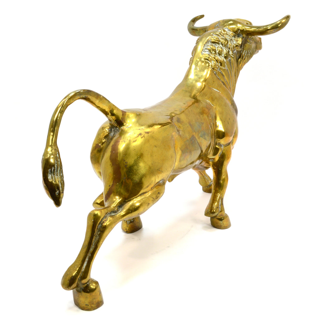 Vintage HEAVY BRASS BULL STATUE Large 21