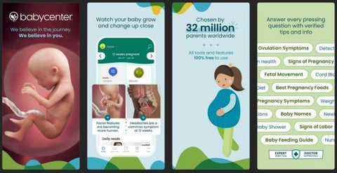 Screenshots of BabyCenter Pregnancy Tracker app