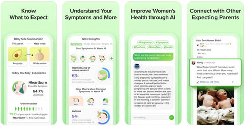 Screenshots of Glow Track Shop Nurture pregnancy app