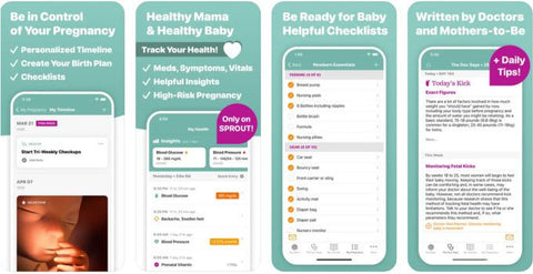 Screenshots of Sprout Pregnancy app