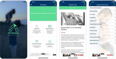 Screenshots of ProDaddy pregnancy app