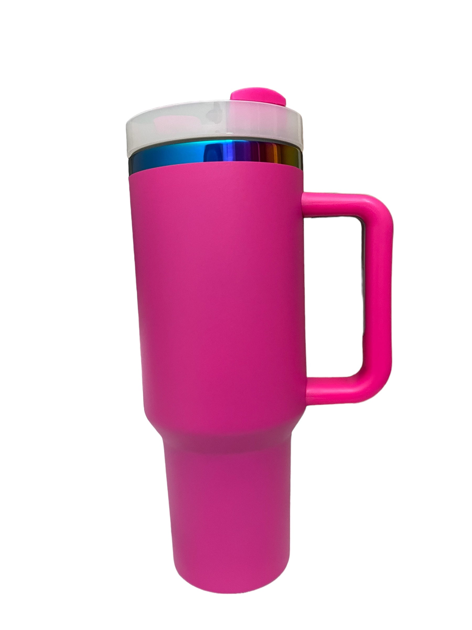 40oz Handle - magenta with rainbow underlay