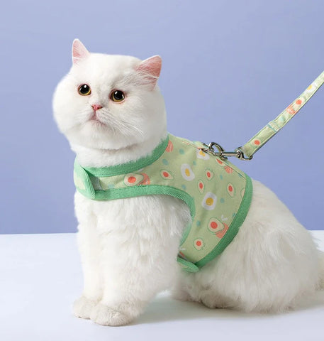 Avocado Print Velcro Cat Harness