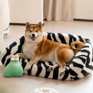 Fuzzy Stripe Washable Dog Bed - Pet Supplies,Pet Stores | Lovepetin.com