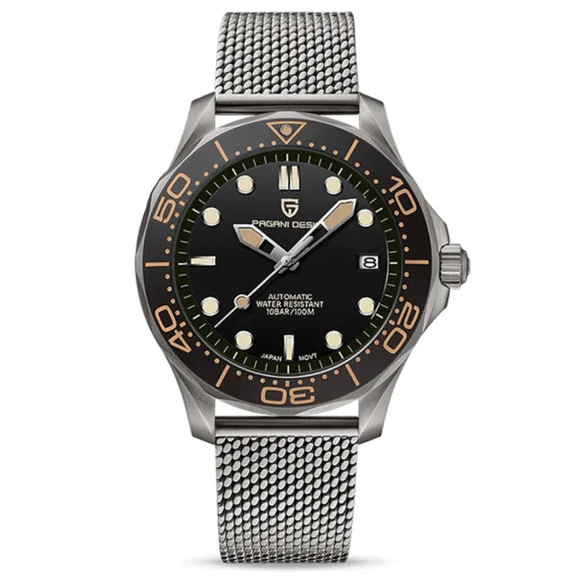 PAGANI DESIGN Luxury Automatic, Black, Steel Mesh - Omega Seamaster Ho –  Tribute Timepieces