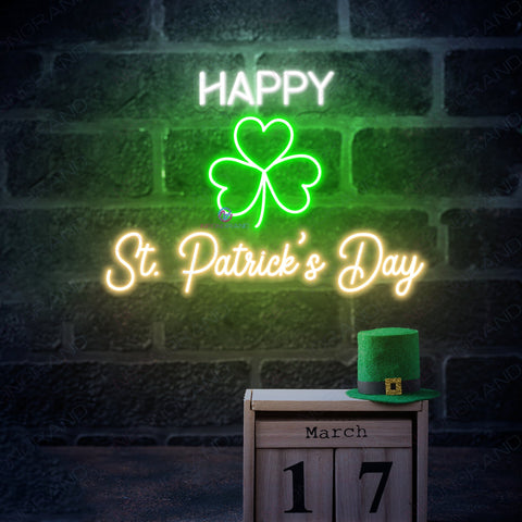 happy st. patrick's day neon sign