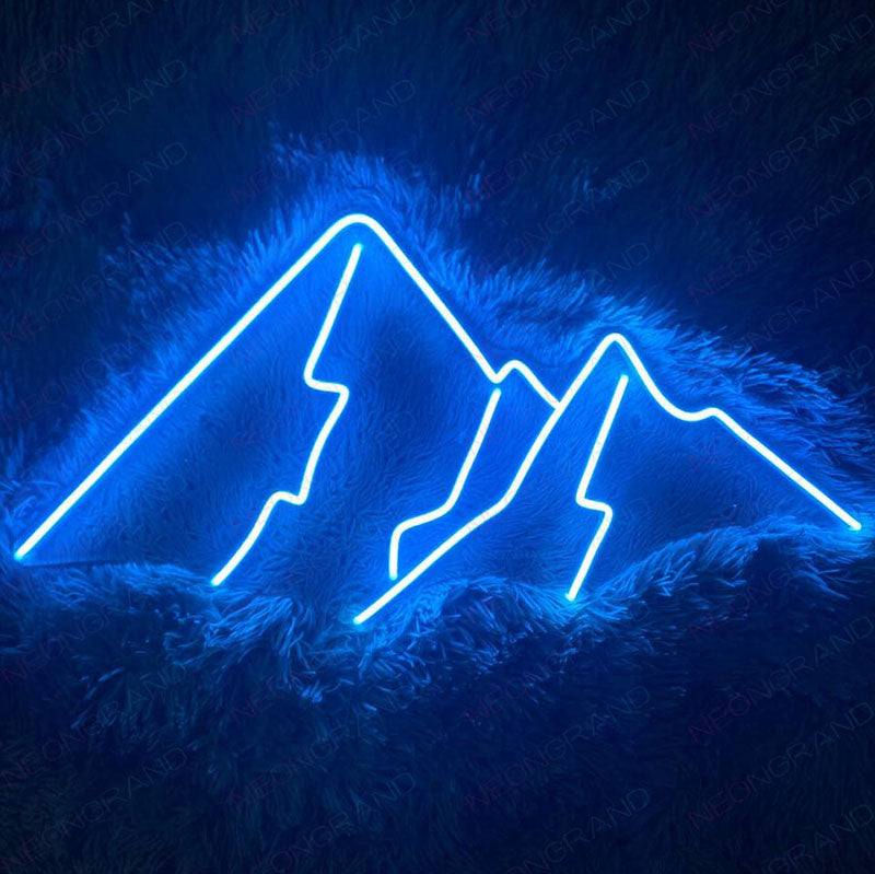 mountain neon sign light blue 