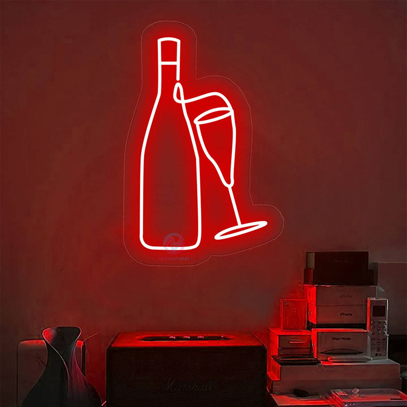 wine neon sign red
