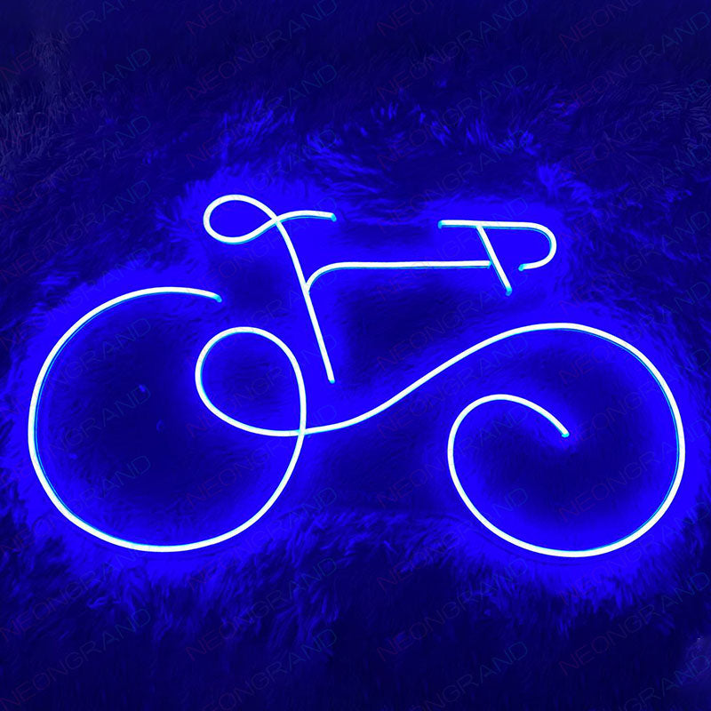 bicycle neon sign blue