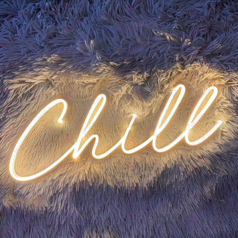 chill neon sign gold yellow